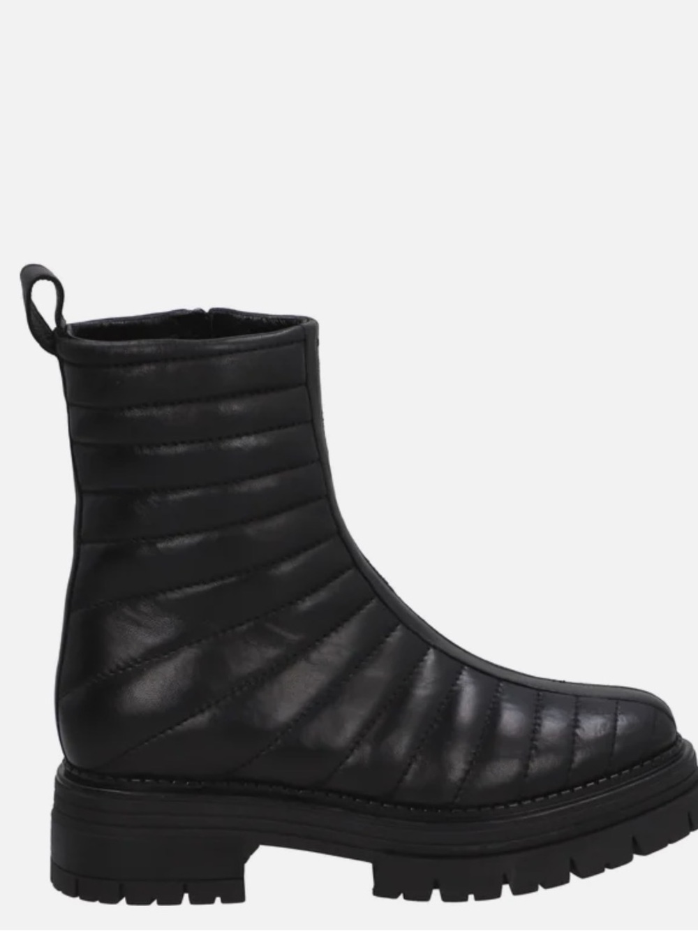 Quilted Black Sheepskin Made in Italy Bootie with Lug Sole